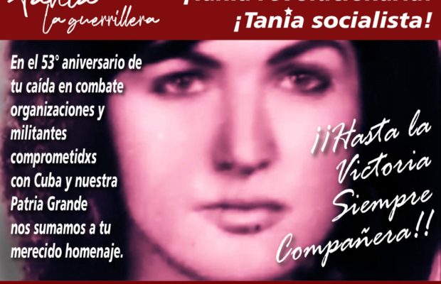 Cuba. Homenaje a Tania en Argentina: “La guerrillera que luchó junto al Che” (video)