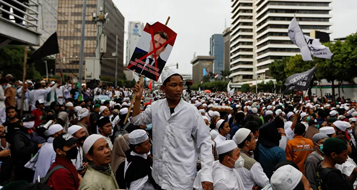 Protestas musulmanas contra el presidente francés, Emmanuel Macron, en Indonesia 