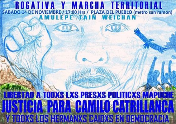 Nación Mapuche.  Homenaje al weichefe Camilo Catrillanca