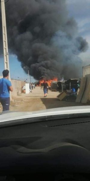 Almería: Un incendio calcina un poblado chabolista de jornaleros de los invernaderos en Níjar