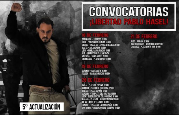Estado español. Tercer día de protestas por el encarcelamiento del rapero Pablo Hasél y lxs manifestantes detenidxs