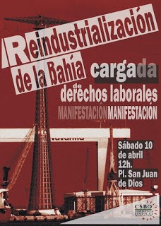 La Confluencia Sindical Bahia de Cádiz convoca una manifestación el próximo 10 de Abril