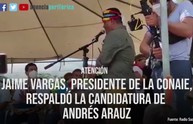 Ecuador. El presidente de la CONAIE, Jaime Vargas, anuncia el apoyo de las nacionalidades indígenas a Andrés Arauz (video)