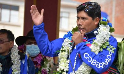 Bolivia. Evo Morales y Lucho Arce en el cierre de campaña de Franklin Florez en La Paz