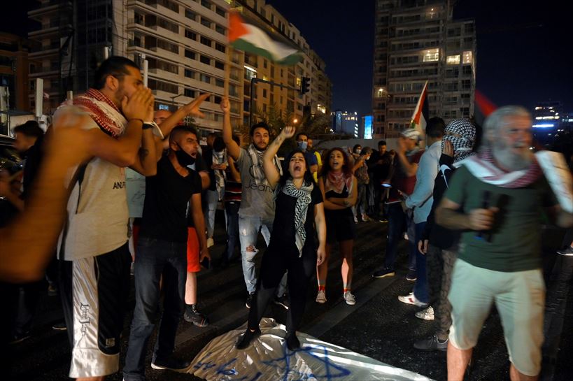 Manifestantes en Beirut.