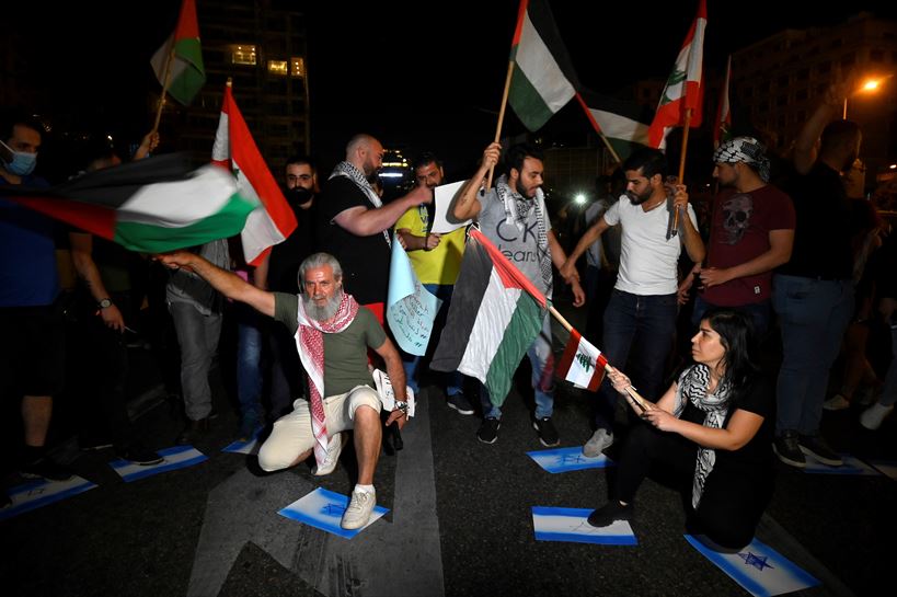 Manifestantes en Beirut.