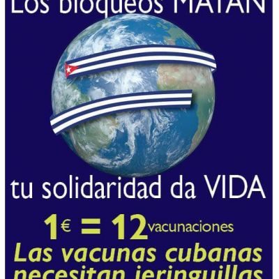 Estado español. Organizaciones enviarán tres millones de jeringuillas para la vacunación en Cuba y denunciarán el bloqueo el día 23 de junio