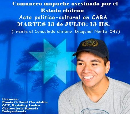 Argentina. Homenajearán este martes en un acto político-cultural al weichafe mapuche Pablo Marchant asesinado por la policía