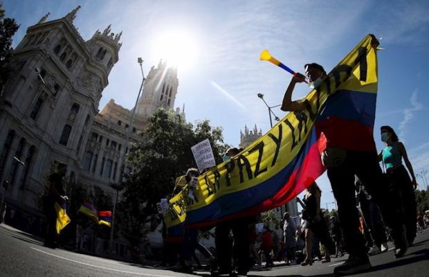 Colombia. Manifestación en Madrid contra la visita de Iván Duque