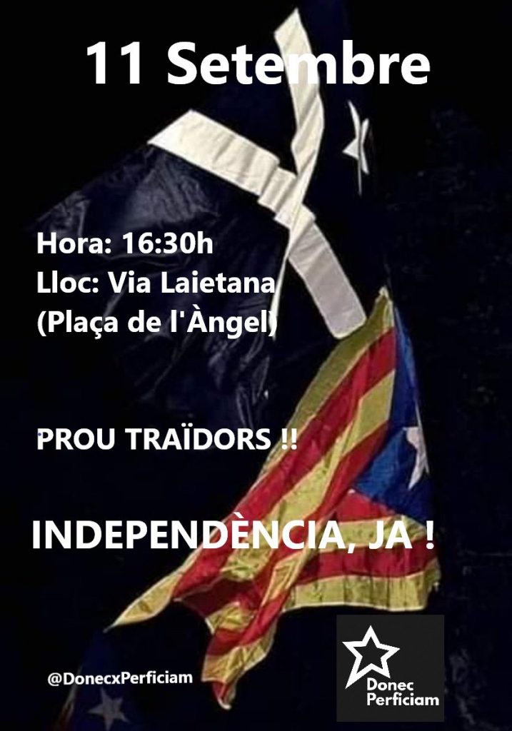 Convocan manifestación para Diada en Catalunya bajo el lema: “Basta de traidores. ¡Independencia, ya!”