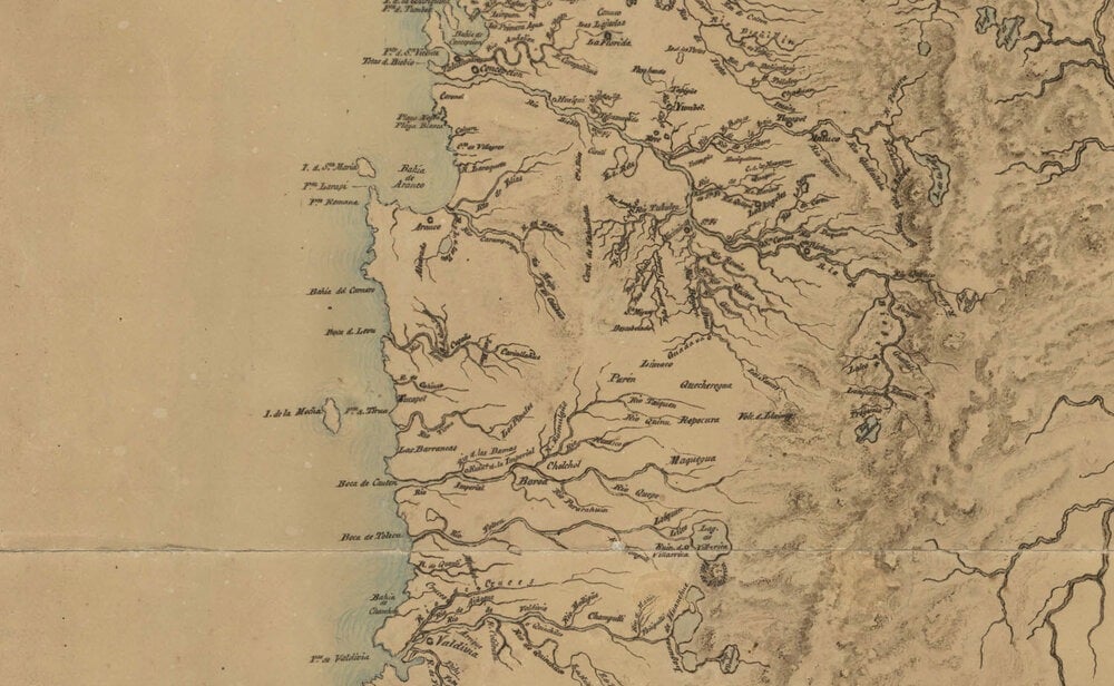 “Mapa de Chile” (recorte) de Claudio Gay (1845), fuente: colección del Archivo Nacional de Chile