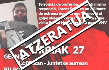 Euskal Herria. Aplazan los actos con el ultraderechista Lorent Saleh en Bilbao y Gernika