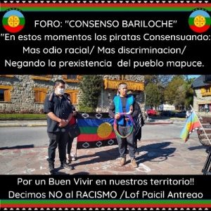 Nación Mapuche. Mas de veinte organizaciones sociales de la Patagonia repudiaron al Intendente de Bariloche, Gustavo Genuso, y la Gobernadora de la provincia, Arabela Carreras, por el evento Foro Consenso Bariloche