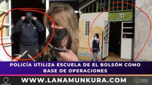 Nación Mapuche. Escuela 211 de El Bolsón funciona como base de operaciones de la policía | Lof QuemQuetrew | UNTER: “Nunca vi que una escuela sea base de operaciones” [AUDIO]