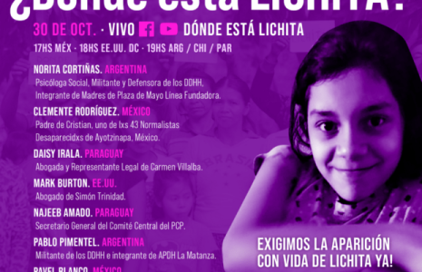 Paraguay. Encuentro virtual a 11 meses de la desaparición forzada de “Lichita”
