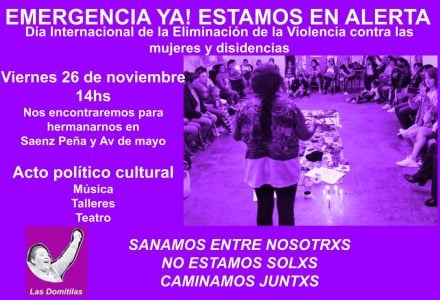 Argentina. Comunicado de Las Domitilas: «25 de Noviembre Día de lucha contra todas las violencias hacia las mujeres y disidencias»