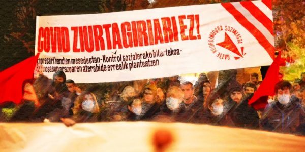 Euskal Herria. Amplio seguimiento a las convocatorias de Gazte Koordinadora Sozialista (GKS) en Bilbo, Donostia y Gasteiz contra el certificado Covid
