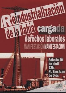 La Confluencia Sindical Bahia de Cádiz convoca una manifestación el próximo 10 de Abril