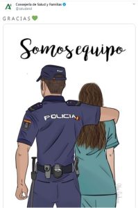 La Consejería de Salud “agradece” el trabajo del personal sanitario publicando un cartel de un policía – La otra Andalucía