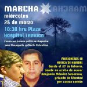 Nación Mapuche. Se agrava salud de Juan Cheuqueta, prisionero político en huelga de hambre